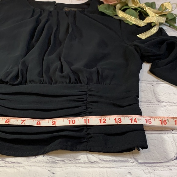 Gabrielle Union New York & Company Ruched Waistband Black Blouse - Picture 9 of 13